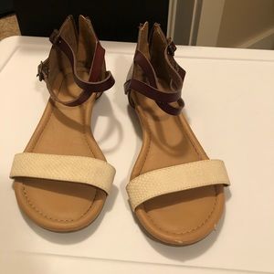 Cream and brown sandal